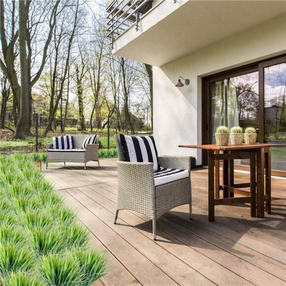 Artificial Outdoor Grass 12 Bundles UV Resistant Faux Plants Garden Decor - Picture 5 of 8